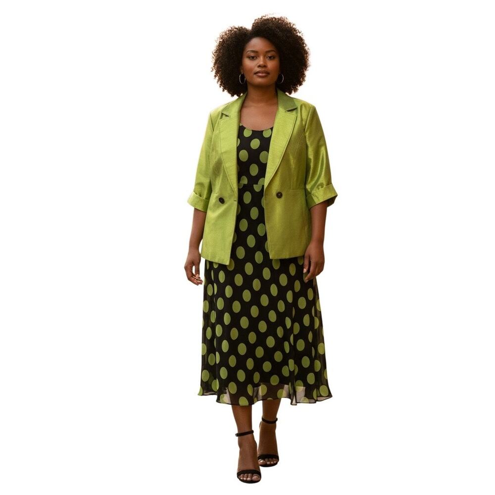Dana Kay Stylish Women Green Blazer/Dress Set Size 20W